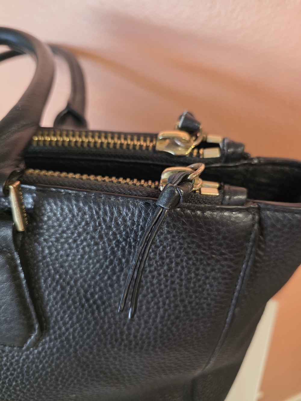 Tory Burch Black Pebbled Leather Tote Luxury Minimalist Chic Preppy Handbag - Picture 6 of 16